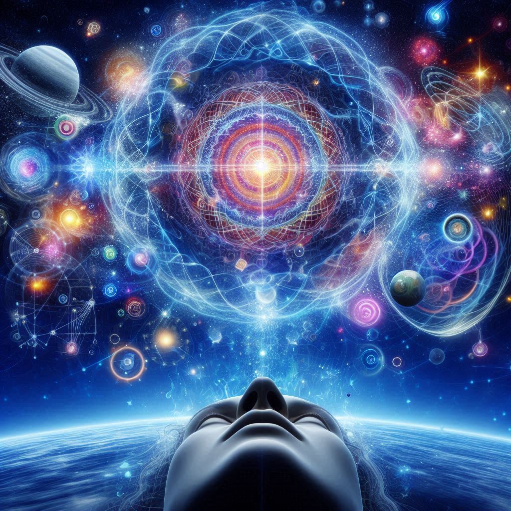 Imagem simbólica de conexão pessoal com a consciência superior.